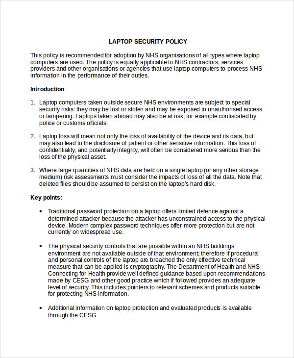 sample information security policy document